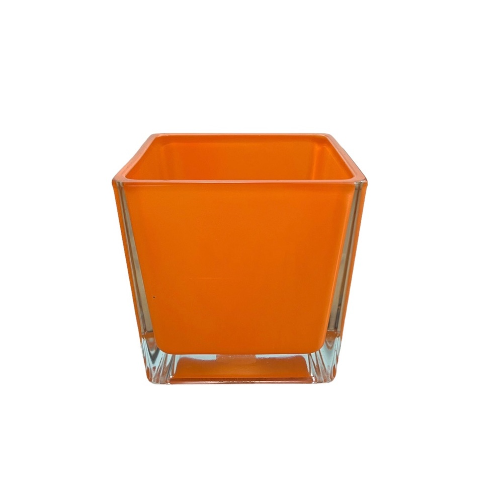 Hofland MCM Style Orange Cube Vase